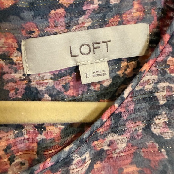 LOFT Pink and Black Floral Blouse - Picture 2 of 2